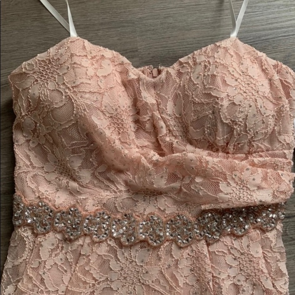 David’s bridal strapless lace dress